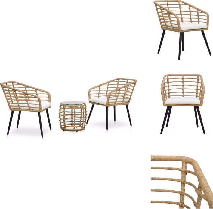 vidaXL Set bistrot 3 pezzi in polirattan rovere - Set di mobili da giardino