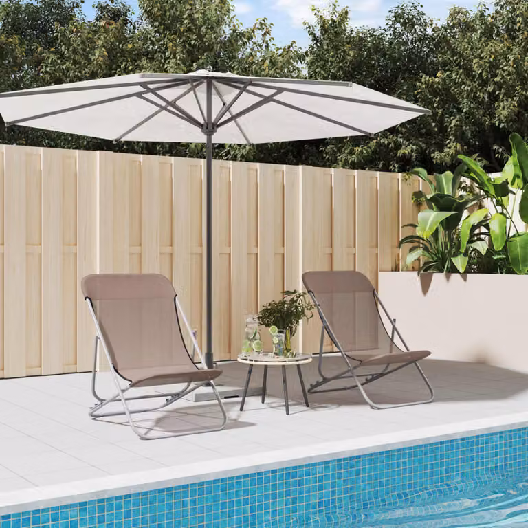 Set di 2 sedie pieghevoli vidaXL in textilene e acciaio verniciato marrone per giardino e terrazza