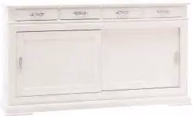Credenza madia KIVIO in legno stile shabby chic con 2 ante scorrevoli bianco opaco L: 180 cm – 1