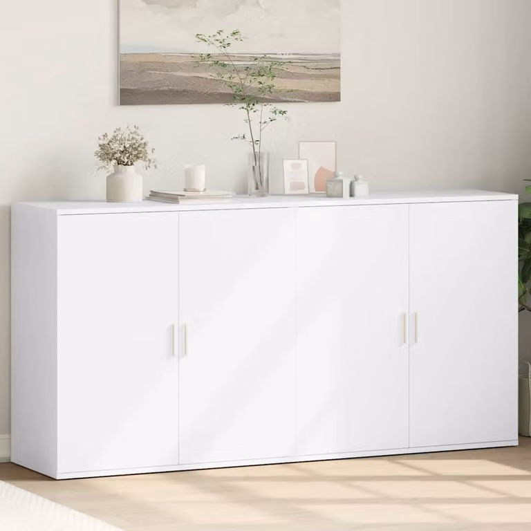 Set di 2 credenze vidaXL bianche in legno multistrato per sala da pranzo L: 79 cm, P: 38 cm, H: 80 cm