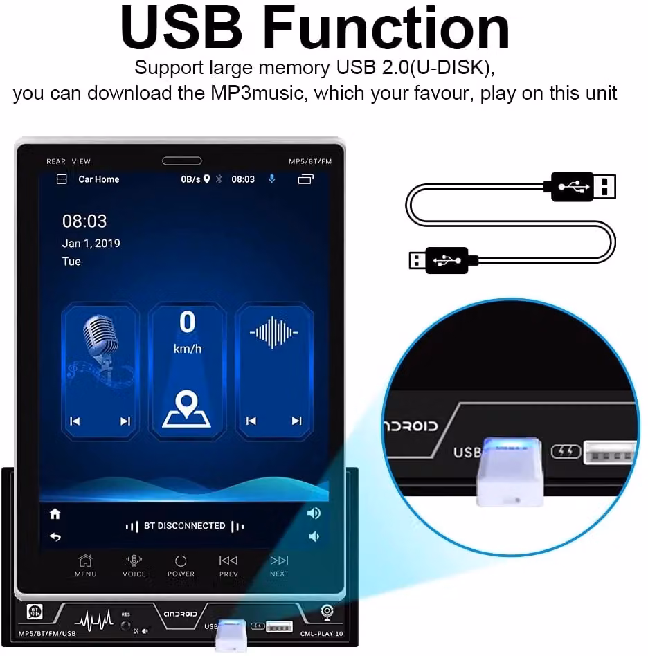 Autoradio Android Doppio DIN da 9,5 pollici con Touchscreen Verticale, Bluetooth, GPS, WiFi e Telecamera inclusa – 2
