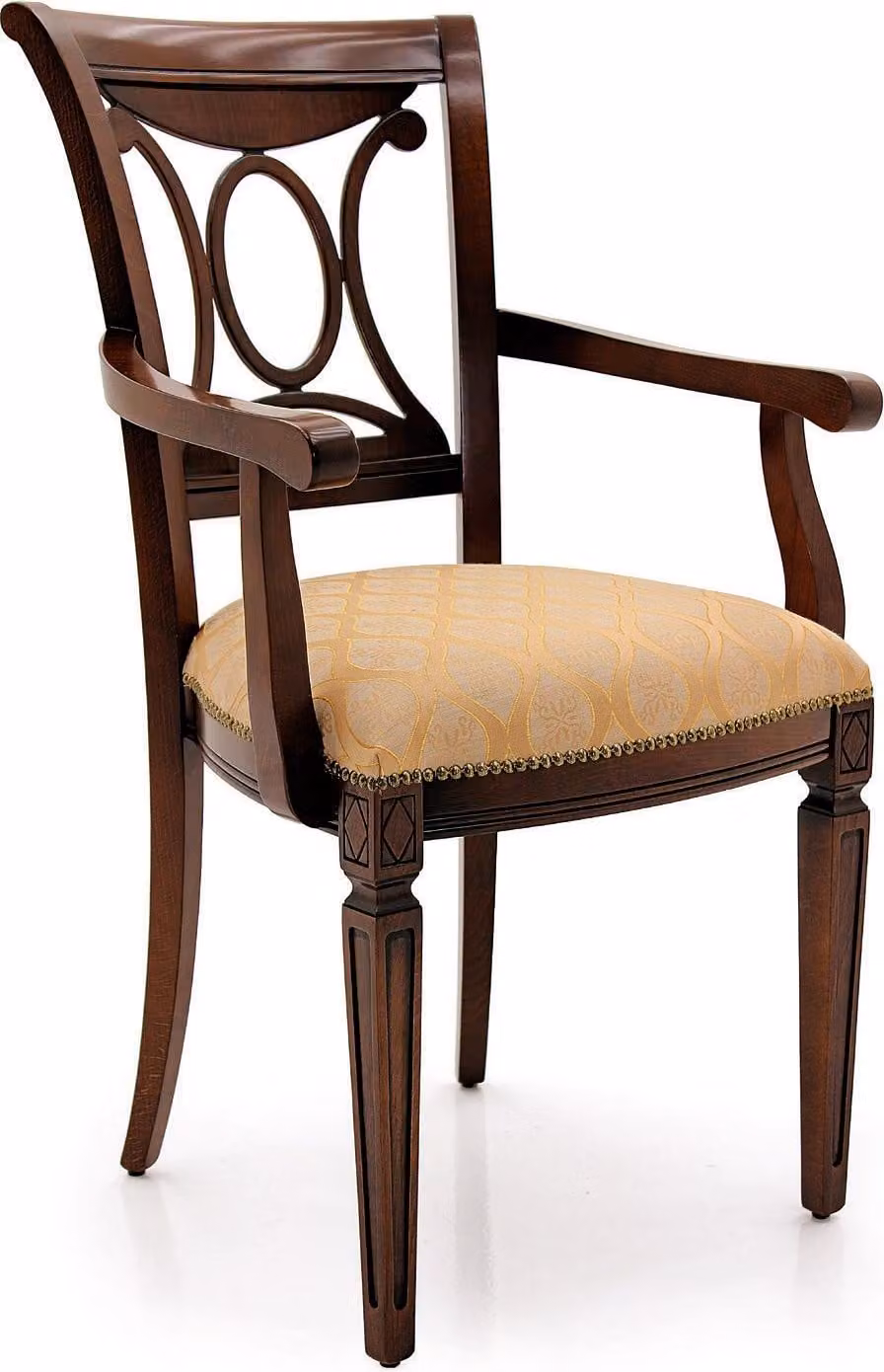 Design Polster Stuhl Sitz Büro Esszimmer Holz Stuhl mit Armlehne Klassisch