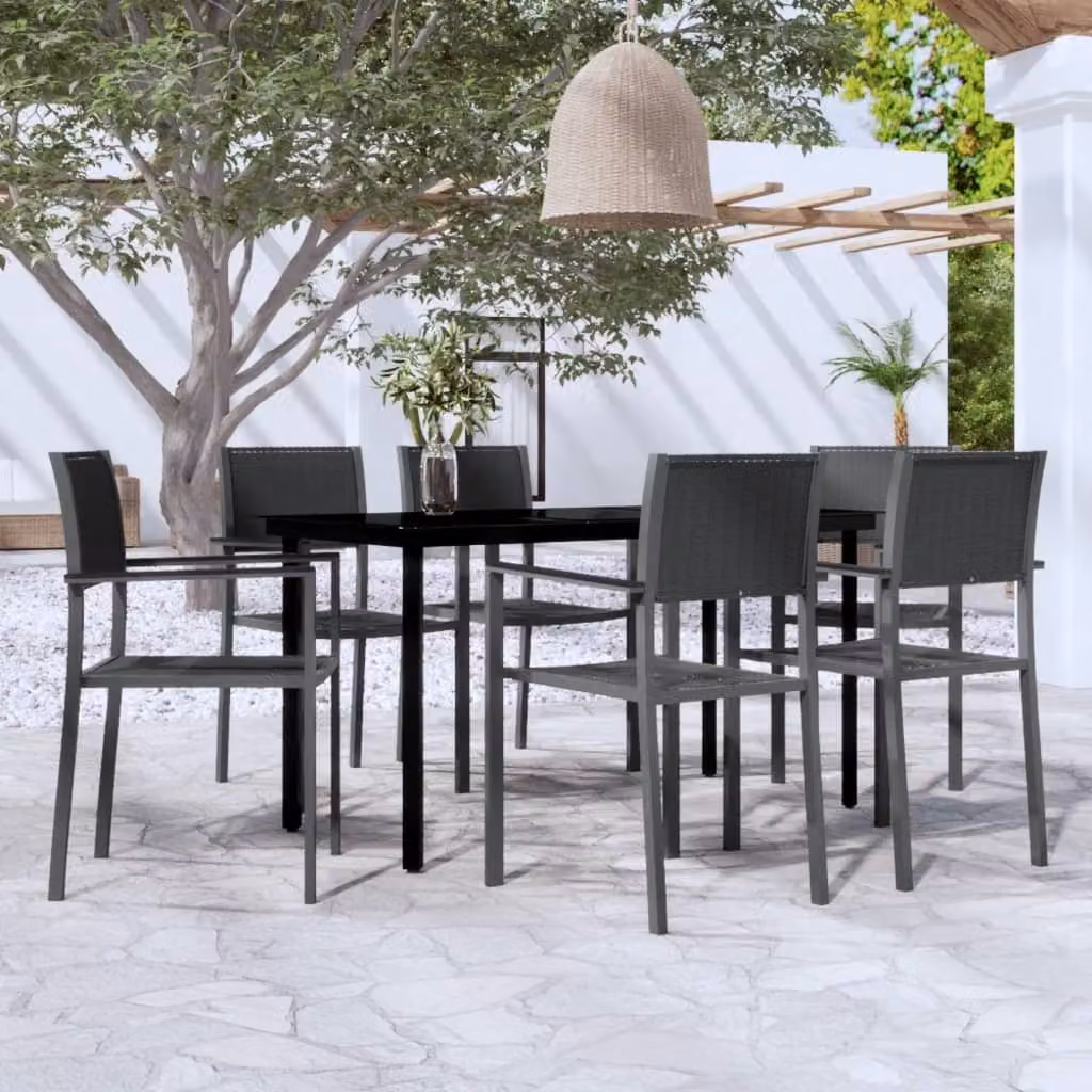 The Living Store Set da pranzo da giardino 7 pezzi nero