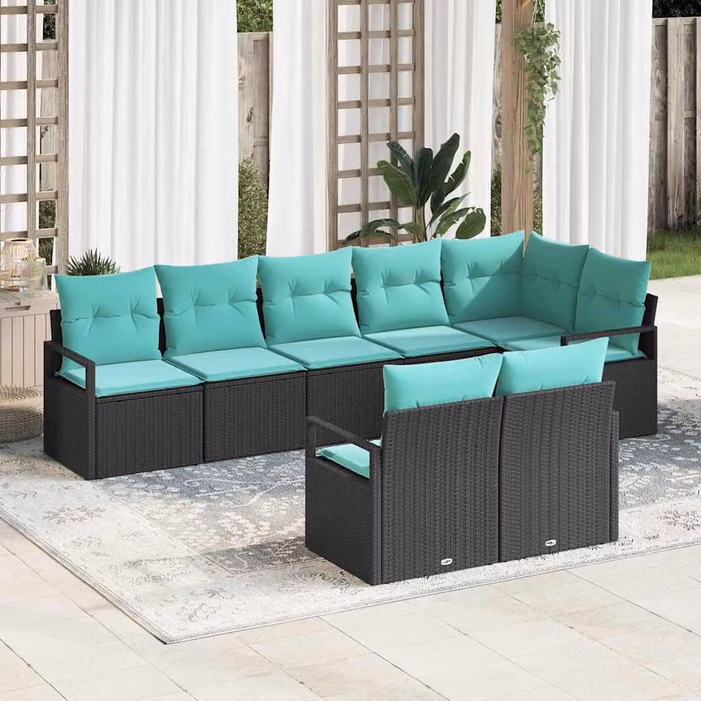 Maison Exclusive - Set di divani da esterno, 8 pezzi, colore nero [Materiale sintetico]: rattan sintetico