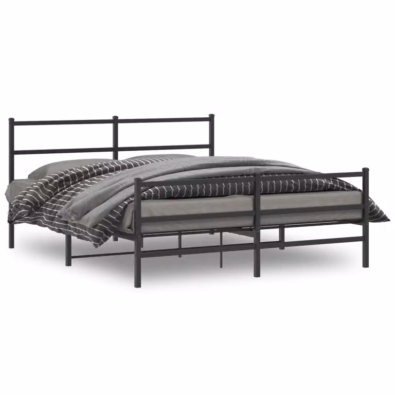 Giroletto con testiera e pediera in metallo nero vidaXL L/P/H: 207 x 150 x 90 cm