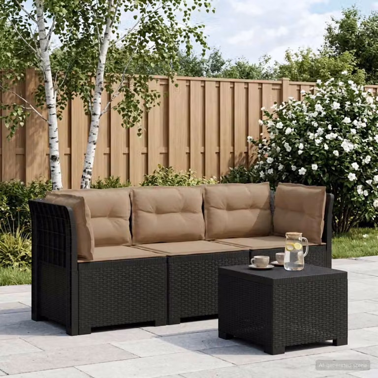 vidaXL Divano da giardino moderno con cuscini imbottiti e coperture rimovibili, antracite e marrone, L: 179 cm, P: 70 cm, H: 62 cm