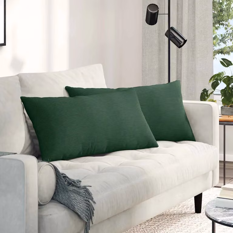 Set di 2 cuscini da divano vidaXL in velluto a coste verde, L 80 cm x P 40 cm x H 40 cm