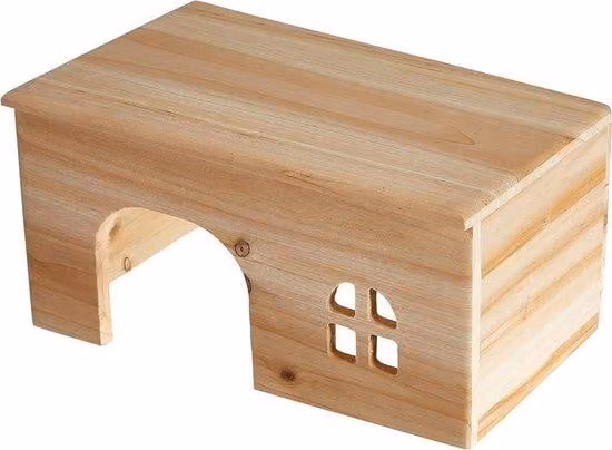 Casetta per porcellini d'India in legno naturale 28 x 16 x 18 cm