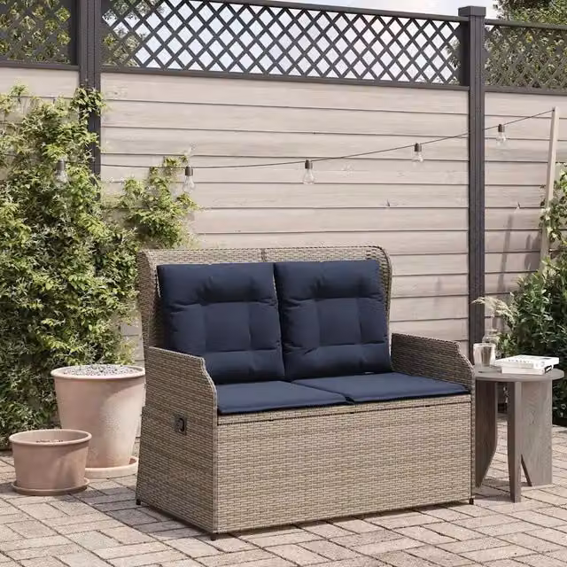 Panchina da giardino Grigio polyrattan 3394465