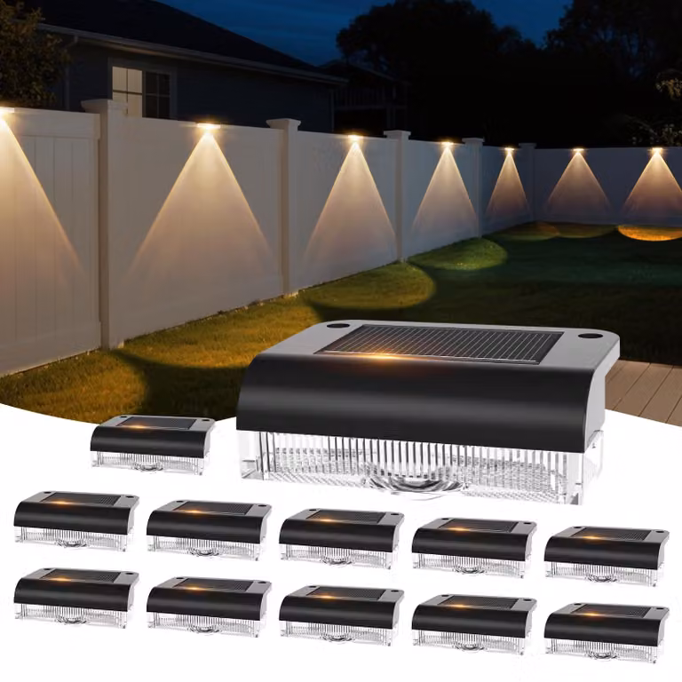 Lampada solare da esterno, confezione da 12 pezzi, ideale per scale, recinzioni e ringhiere