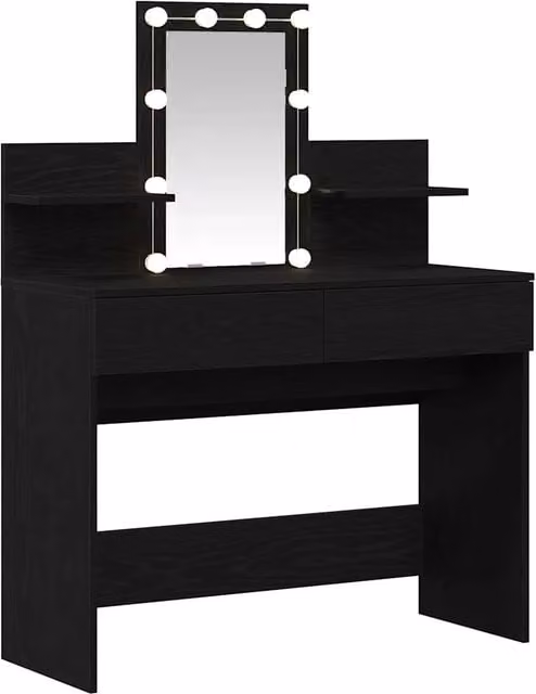 Toeletta moderna con cassetto in Rovere Nero, L: 100 cm, P: 40 cm, H: 130 cm