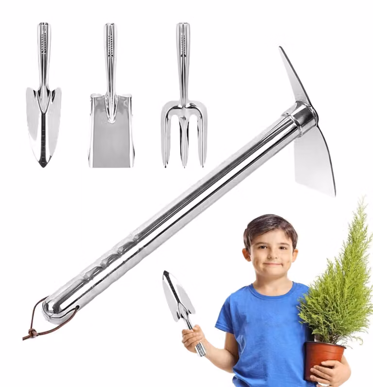 Set di attrezzi da giardinaggio, composto da 4 pezzi, per la lavorazione del terreno