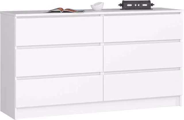 Cassettiera AKORD K140 Bianca 138 cm 6 cassetti 138x40x77 cm