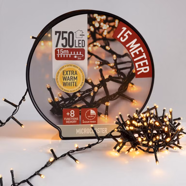 1.03 Luci da fata in bobina - 750 Micro Cluster LED - 15 m - bianco extra caldo
