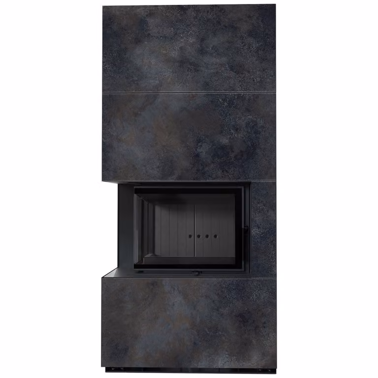 KRATKI FLOKI BOX Kit camino sinistro 8 kW Ø 160 quarzo sinterizzato OSSIDO NERO rivestimento nero