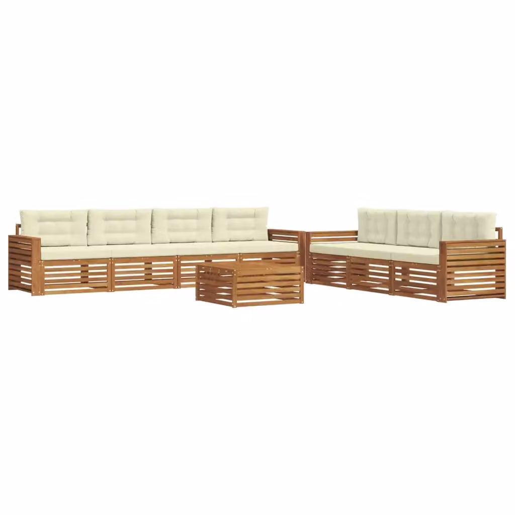 Set di mobili da esterno vidaXL composto da 8 pezzi con divani, cuscini e tavolino in legno di acacia color beige e bianco – 2