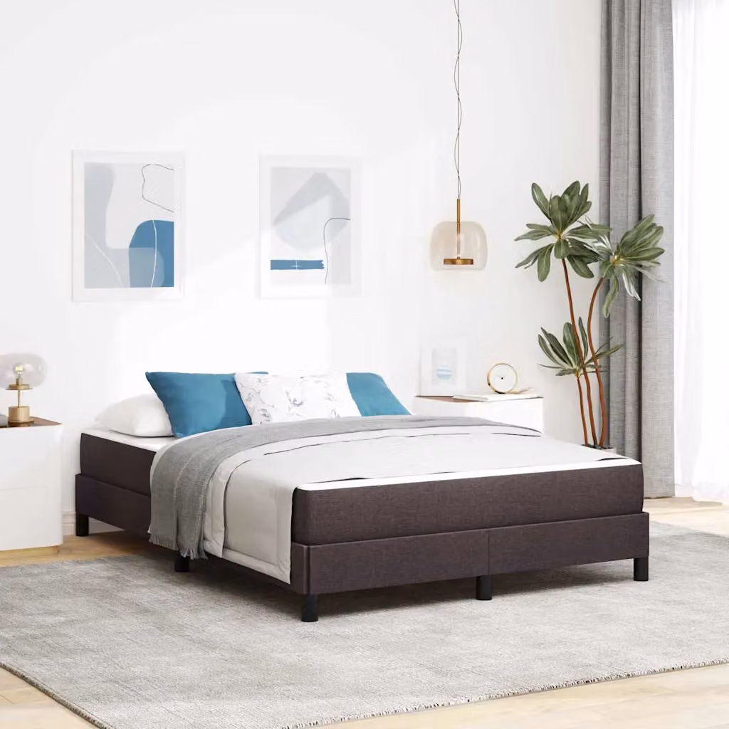 Letto a molle moderno vidaXL in tessuto marrone con struttura in legno e metallo L: 140 cm, P: 200 cm, H: 203 cm – 1