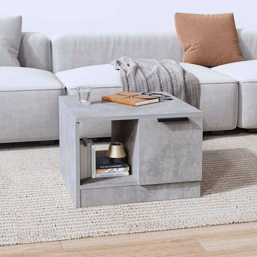 vidaXL Tavolino da salotto moderno in legno multistrato grigio, L 50 x P 50 x H 36 cm