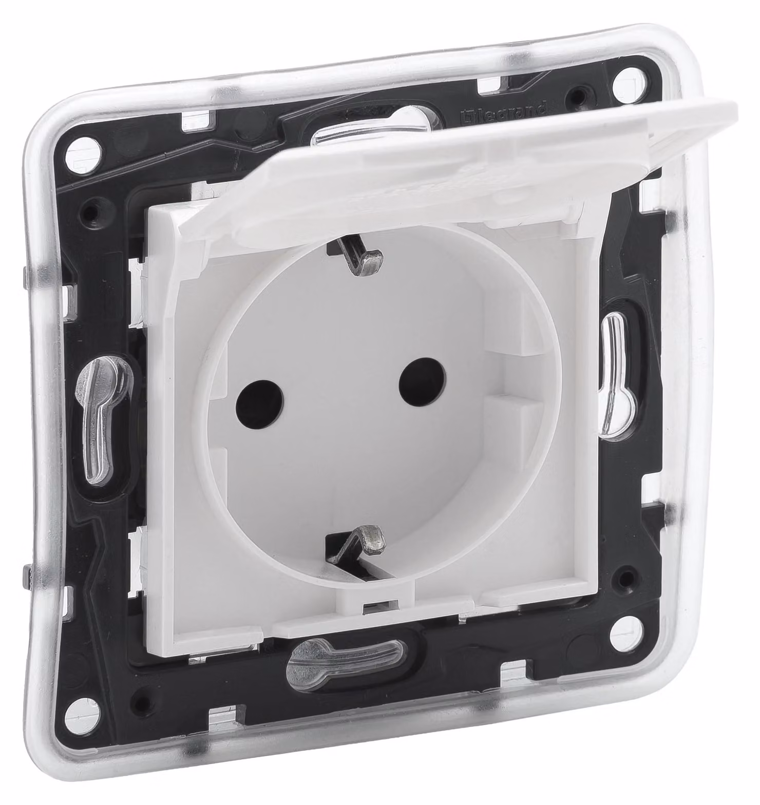 Legrand Niloé Step, presa con polo di terra, IP44, protezione per bambini, colore: bianco ultra, 1 pz.