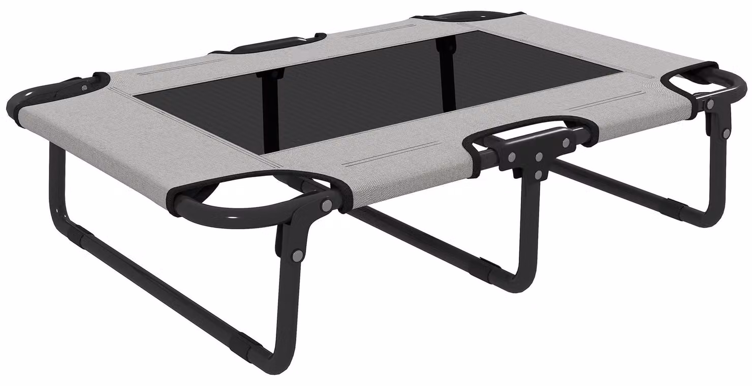 Cuccia pieghevole per cani – superficie rialzata | Colore: grigio chiaro | Dimensioni: 51x75x18 cm