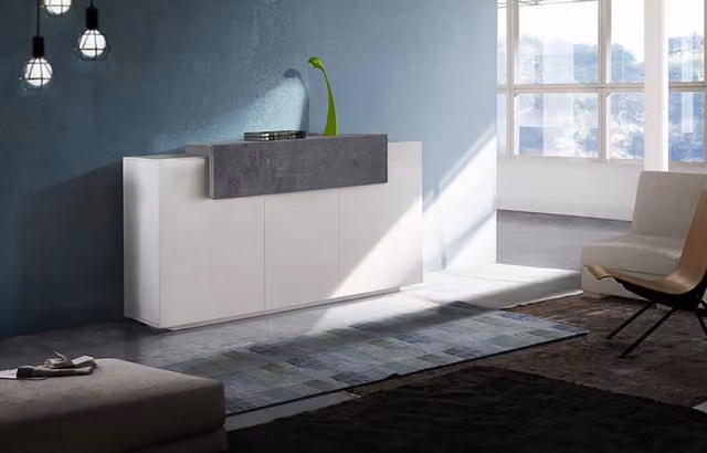 Credenza Coro Moderna 3 ante – Bianco Lucido e Report