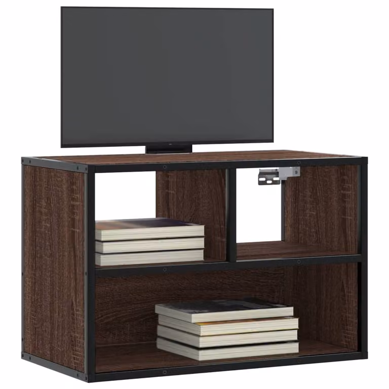 Mobile TV vidaXL in stile industriale, Rovere Marrone, in Truciolato e Metallo, L 60 cm, P 31 cm, H 39,5 cm