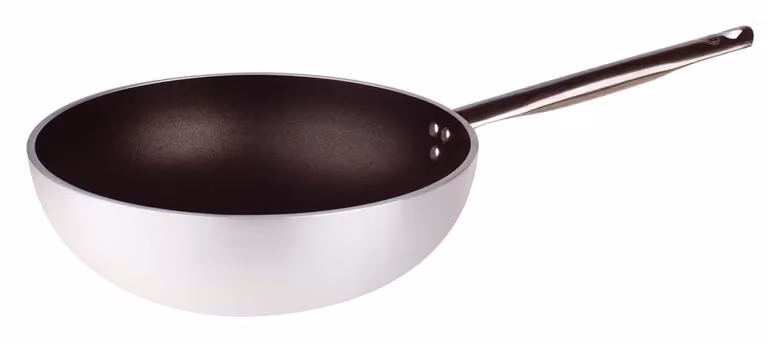 Wok fondo piano in alluminio antiaderente 5mm con un manico, diam. 28cm