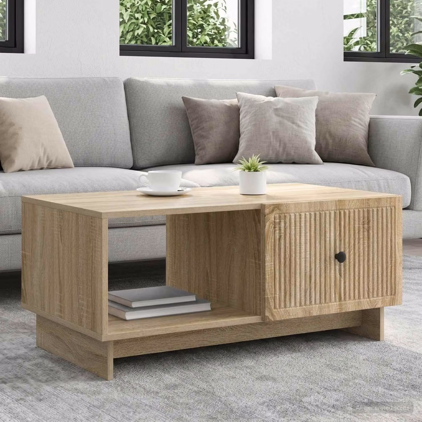 vidaXL Tavolino da salotto rettangolare in rovere, L: 90 cm, P: 50 cm, H: 40 cm