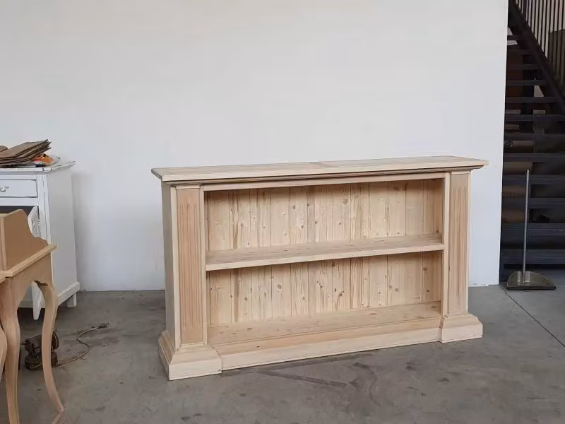 Libreria a giorno intagliata in legno grezzo Mobili 2G H: 177 cm, L: 101 cm, P: 40 cm – 2