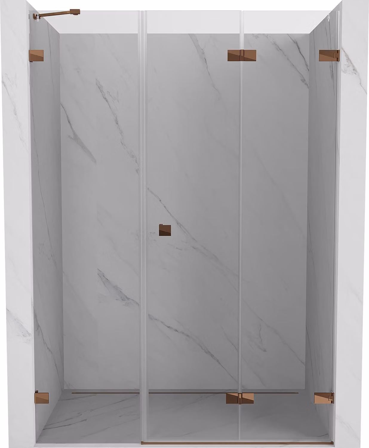 Mexen Lunar-F porta doccia pieghevole destra 115 cm, trasparente, oro rosa - 836S-115-050-60-00-P