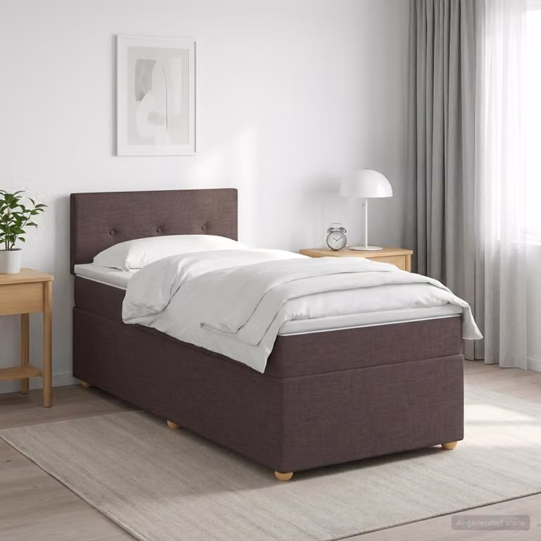 Letto box spring con materasso ibrido vidaXL in marrone e bianco, L 80 x P 200 cm