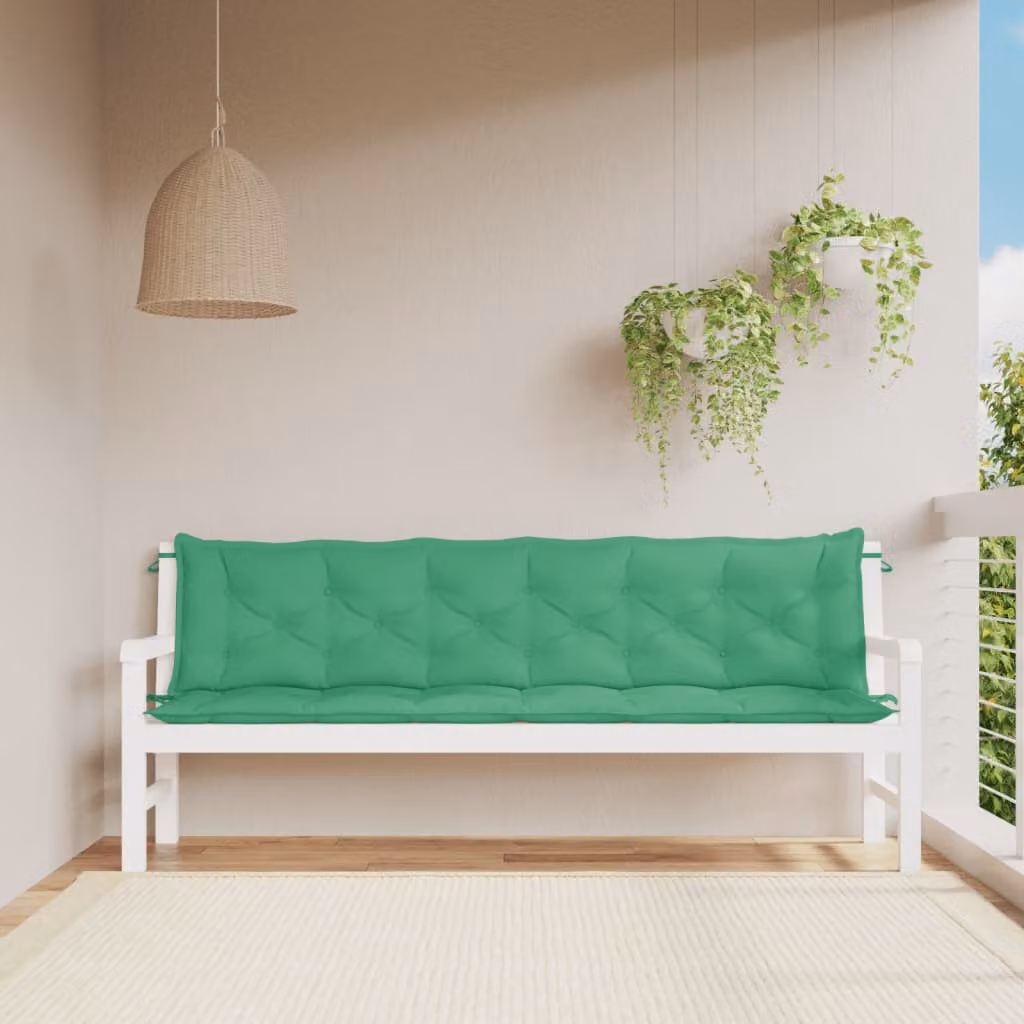 Set di 2 cuscini per panca vidaXL verdi in tessuto Oxford idrorepellente L: 200 cm, P: 50 cm, H: 7 cm