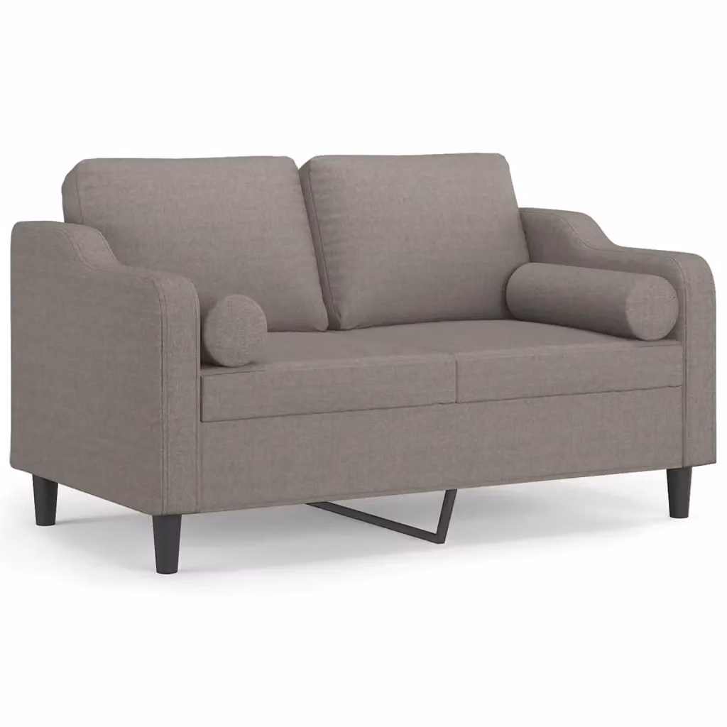 Divano a 2 posti moderno vidaXL in tessuto beige e grigio con cuscini e coperture rimovibili L: 138 cm, P: 77 cm, H: 80 cm – 2