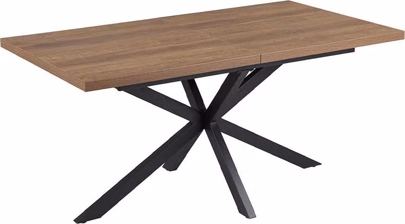 Tavolo rettangolare allungabile 160x90/200 cm con piano centrale inseribile, design moderno e robusto con struttura in metallo nero e effetto legno – ALDO