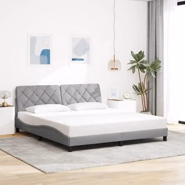 Giroletto vidaXL senza materasso in tessuto grigio L: 180 cm, P: 200 cm