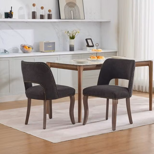 Set di 2 sedie da pranzo MINIMAL in legno con rivestimento in tessuto nero moderno