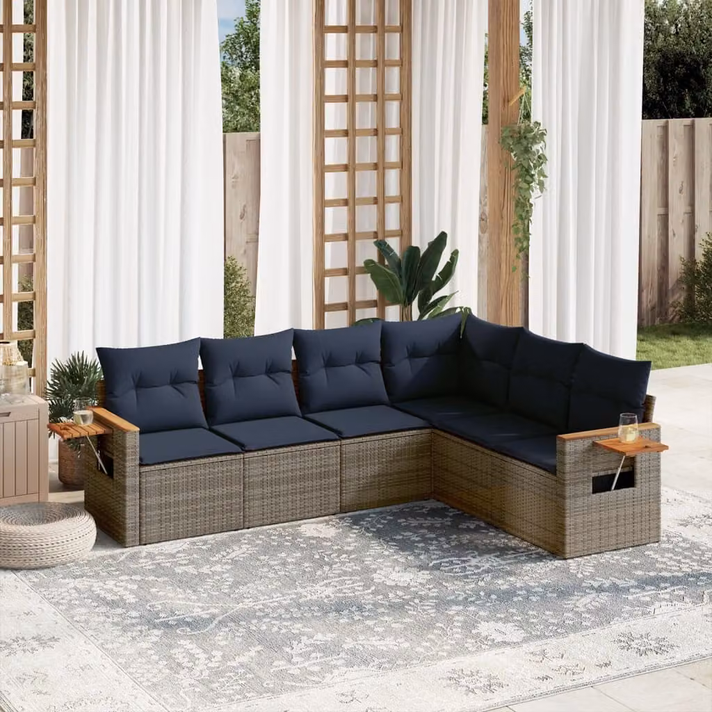Maison Exclusive - Set Divani da Giardino 6 pz con Cuscini Grigio in Polyrattan