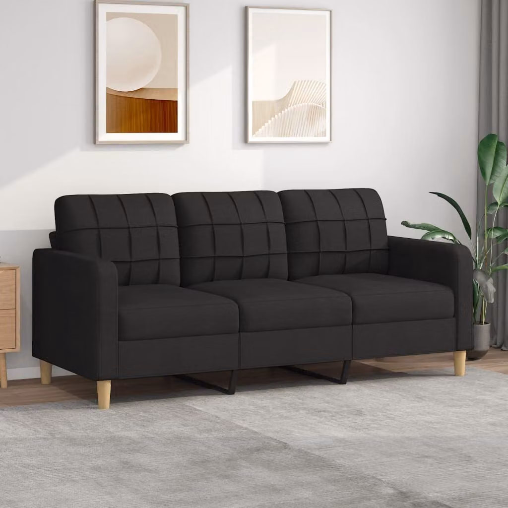 Maison Exclusive - Divano a 3 posti nero 180 cm tessuto