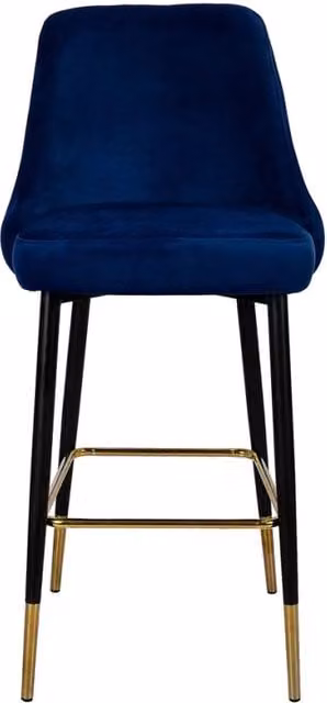 Sgabello da bar Moonlight in velluto blu e metallo