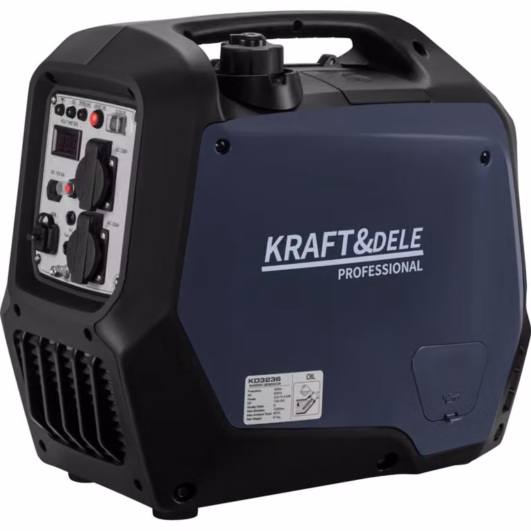 KRAFT&DELE | Generatore inverter, 3,5/4 kW, 230V, con prese USB, generatore di corrente, gruppo elettrogeno di emergenza a benzina, generatore di corrente silenzioso per campeggio, festival e uso domestico