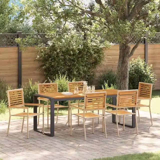 Set da Pranzo per Giardino 7 pz Beige e Marrone polyrattan 3365486