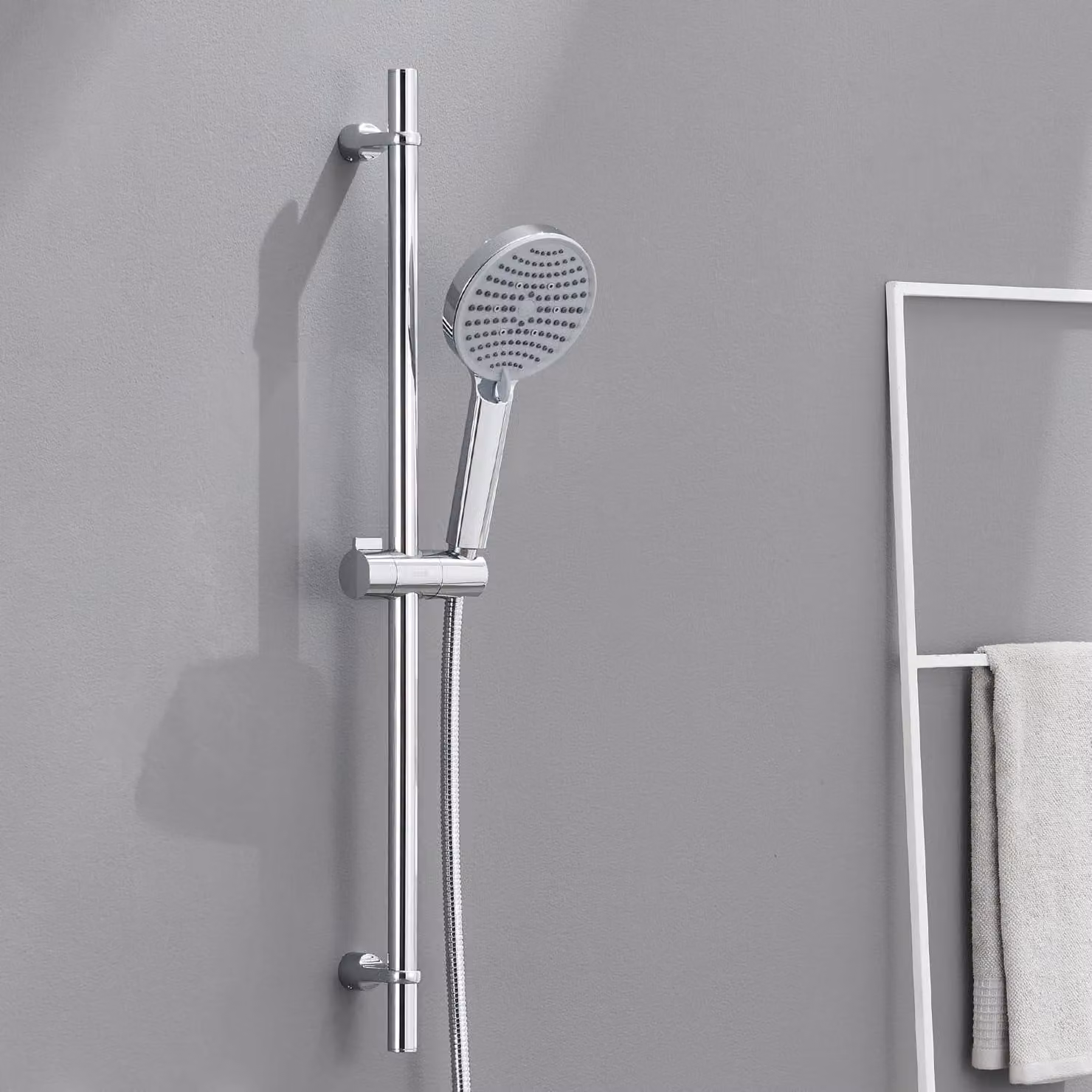 Set completo per doccia RVS, con soffione e tubo flessibile