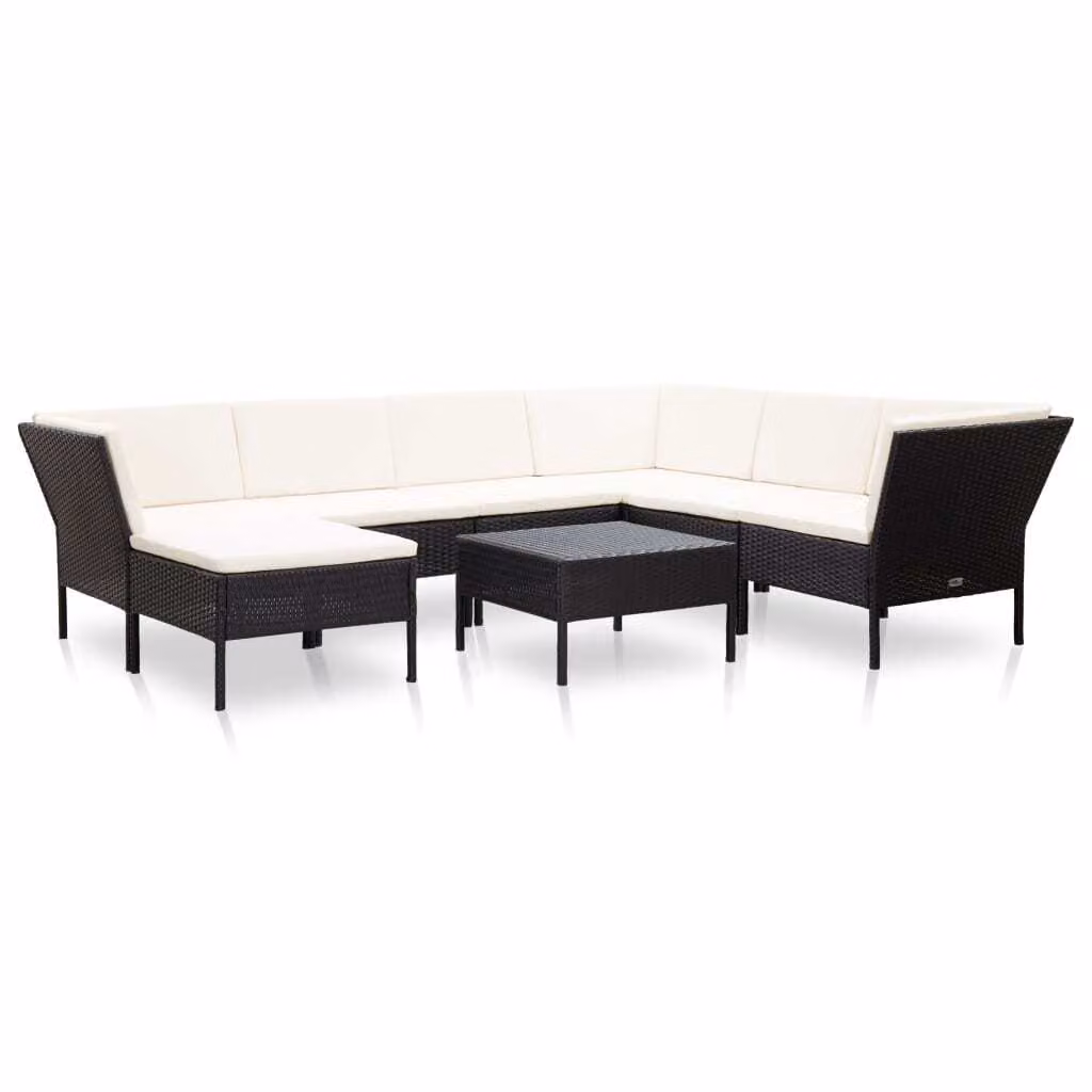 vidaXL set salotto da giardino 8 pezzi con cuscini in poly rattan nero