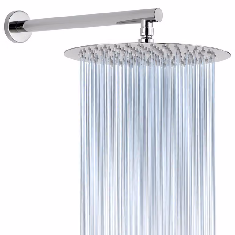 Doccia a soffitto con braccio di prolunga, in acciaio inossidabile, rotonda, diametro 30 cm, lunghezza del braccio 38 cm, alta portata
