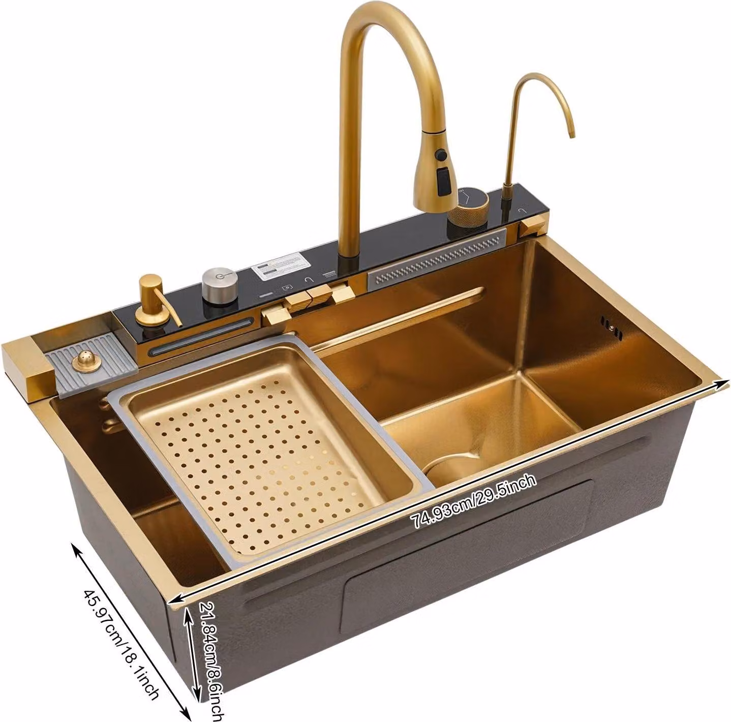 Lavello da cucina, modalità di erogazione multipla dell'acqua, acciaio inox resistente, oro