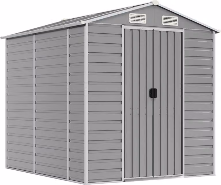 Casetta da giardino grigio chiaro 191x215x198 cm in acciaio zincato