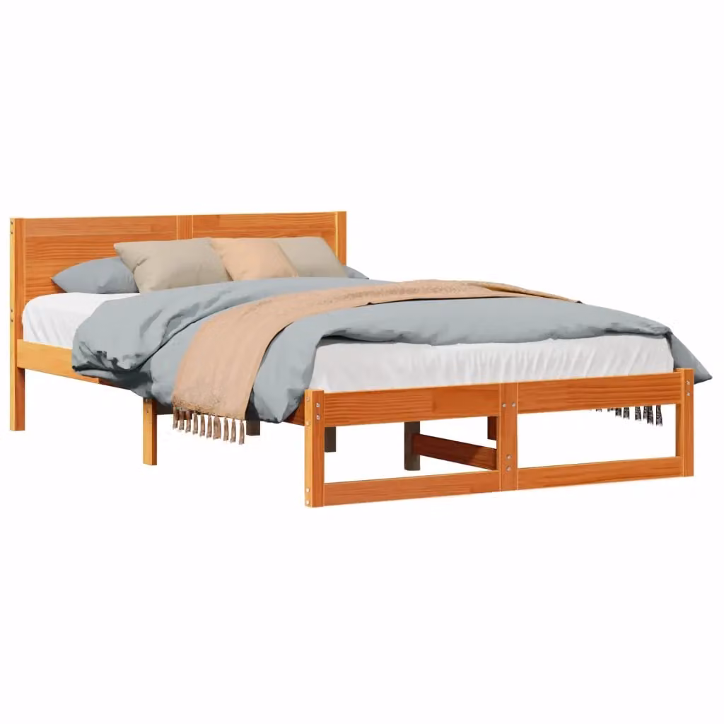 Struttura del letto moderna vidaXL in pino massello marrone cerato L/P/H: 120 x 200 cm – 2