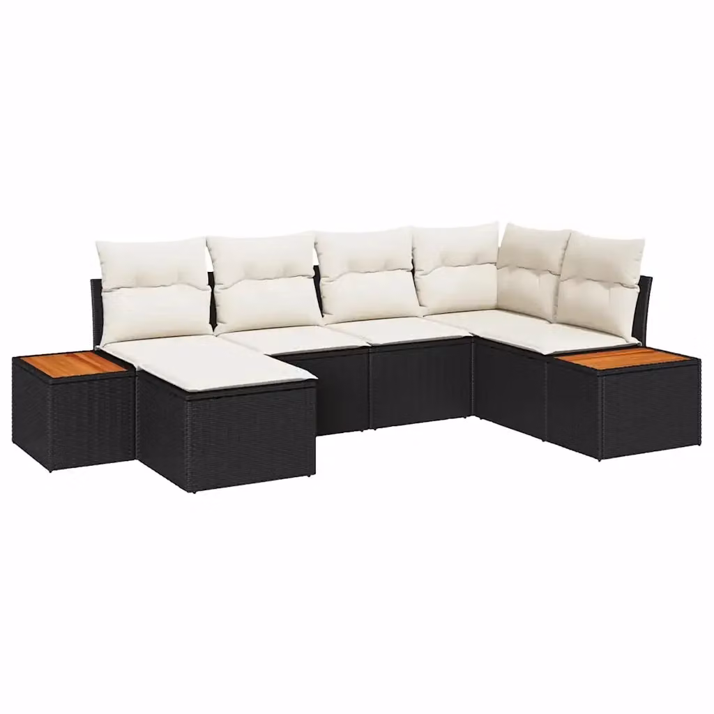 Set Divano da Giardino vidaXL a L con Ottoman, 6 Pezzi, Nero – 2