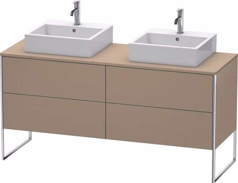 Duravit XSquare Meuble sous-vasque sur console au sol, pour deux vasques, 4 tiroirs, 1600x778x548mm, XS4927B7575, XS4927B7575