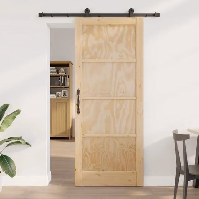 Porta scorrevole moderna vidaXL in legno di pino color marrone e beige, L: 152,5 cm, H: 211 cm